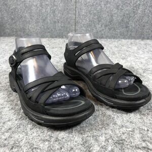 Keen Sandals Womens Size 8 Black Leather Strappy Wedge Comfort Shoes Adjustable